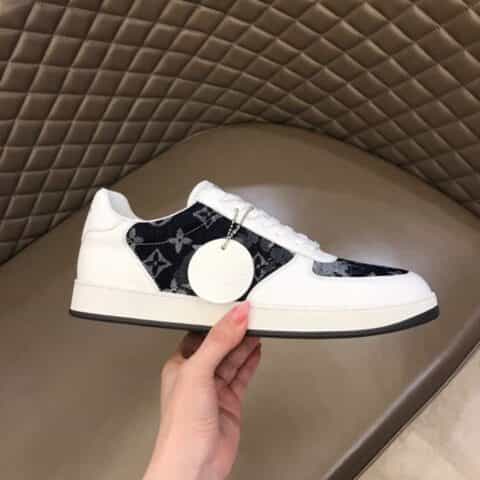 LV/路易威登 经典L老花印花帆布面拼接L 新品男士高端休闲运动鞋