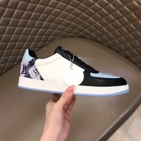 LV/路易威登 经典L老花印花帆布面拼接L 新品男士高端休闲运动鞋