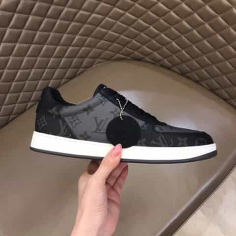 LV/路易威登 经典L老花印花帆布面拼接L 新品男士高端休闲运动鞋