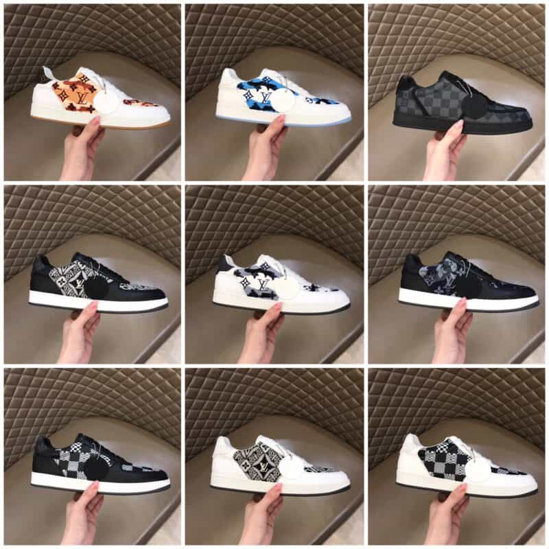 LV/路易威登 经典L老花印花帆布面拼接L 新品男士高端休闲运动鞋