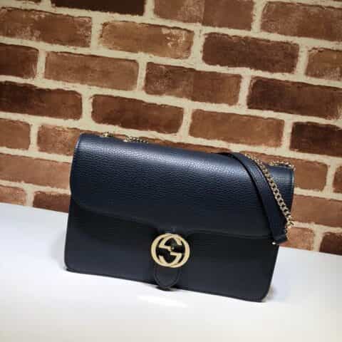 GUCCI古驰新款双G牛皮荔枝纹链条单肩斜挎包510303