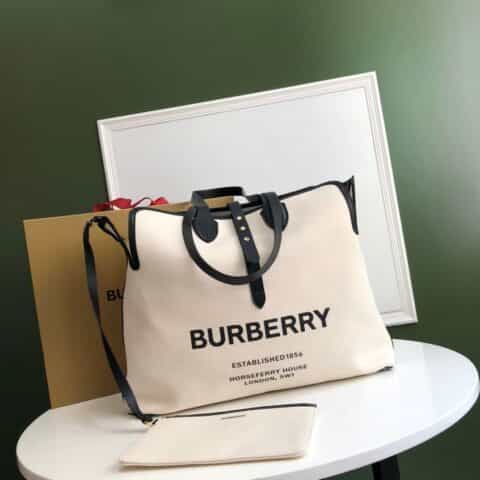Burberry巴宝莉棉质帆布柔韧皮革The Belt 贝尔特包3411