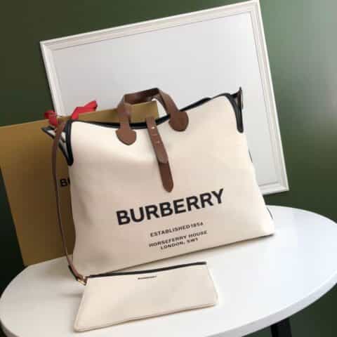 Burberry巴宝莉棉质帆布柔韧皮革The Belt 贝尔特包3411