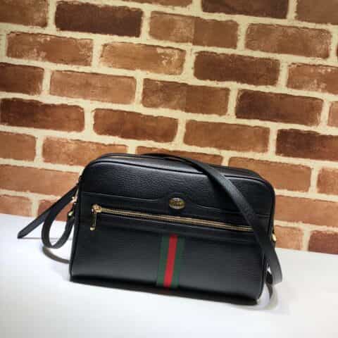 GUCCI古驰皮革红绿条纹肩背包517080