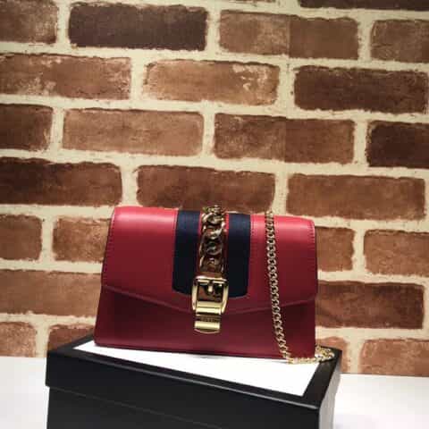 GUCCI古驰Sylvie系列皮革超迷你手袋494646
