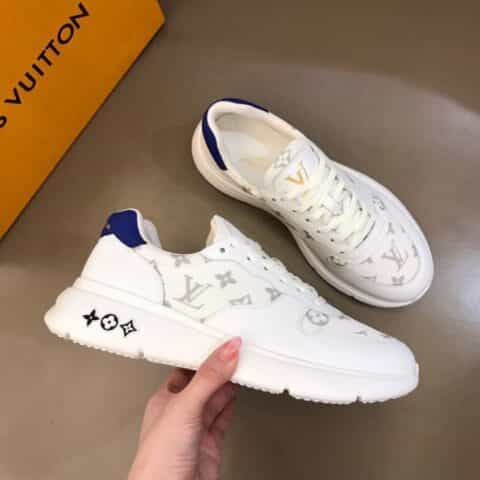LV/路易威登 白色小牛皮拼接印花透气网面材质新品男士高端休闲运动鞋