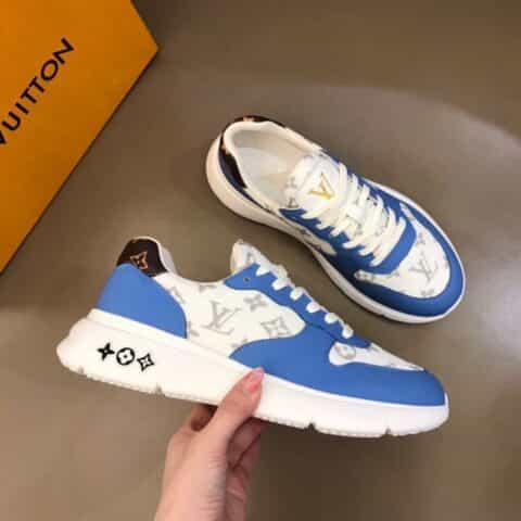 LV/路易威登 白色小牛皮拼接印花透气网面材质新品男士高端休闲运动鞋