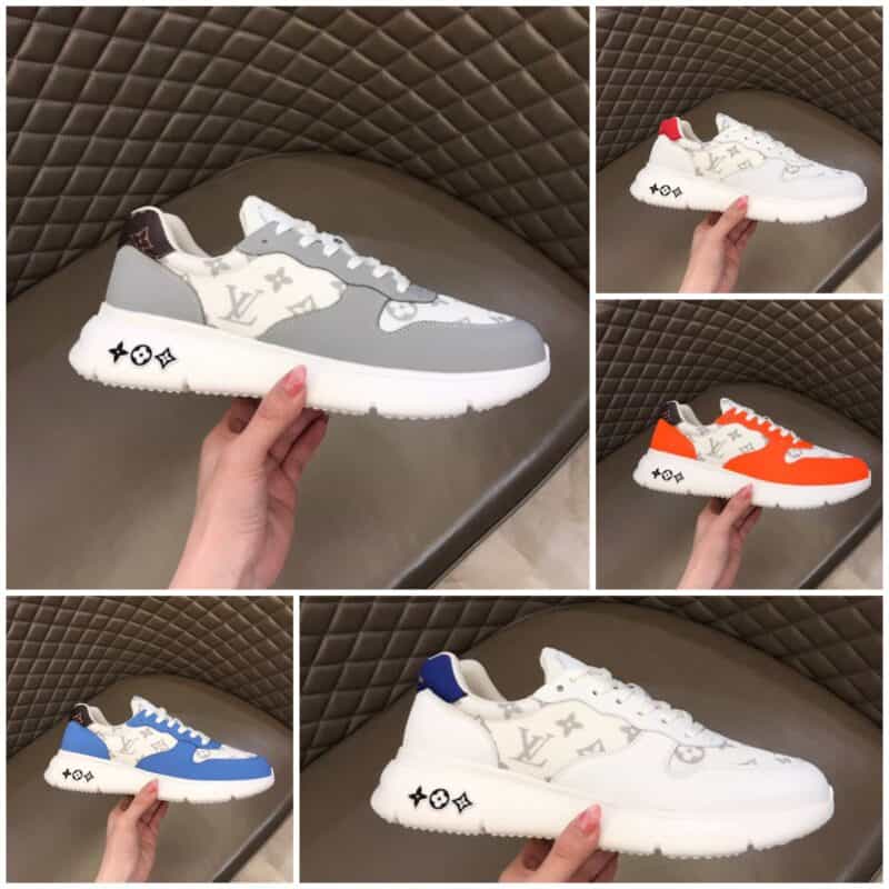 LV/路易威登 白色小牛皮拼接印花透气网面材质新品男士高端休闲运动鞋