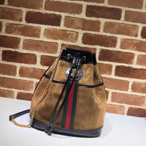 GUCCI古驰新款麂皮虎头Rajah中号水桶包553961