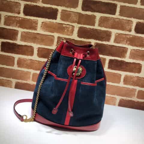 GUCCI古驰新款麂皮虎头Rajah中号水桶包553961