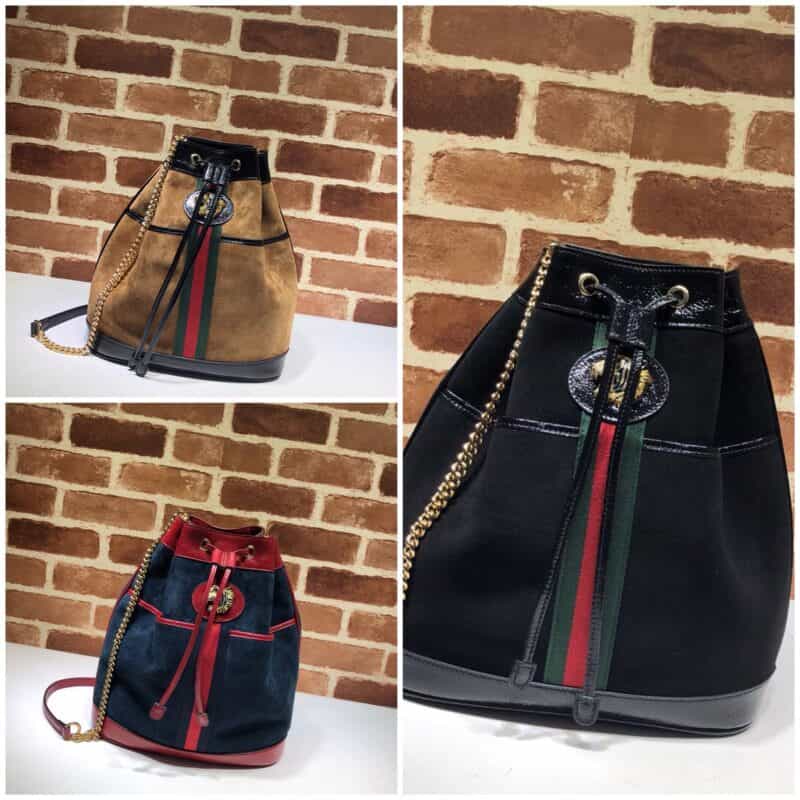 GUCCI古驰新款麂皮虎头Rajah中号水桶包553961