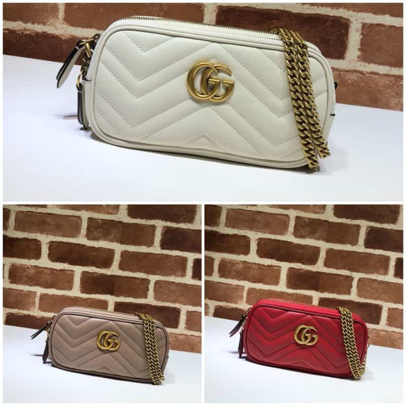 GUCCI古驰GG Marmont波浪纹牛皮三层肩背包546581