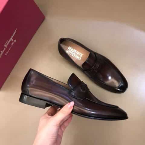 Ferragamo 菲拉格慕 手工编织真皮扣带精品男士皮鞋
