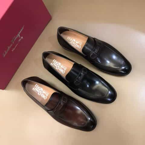 Ferragamo 菲拉格慕 手工编织真皮扣带精品男士皮鞋
