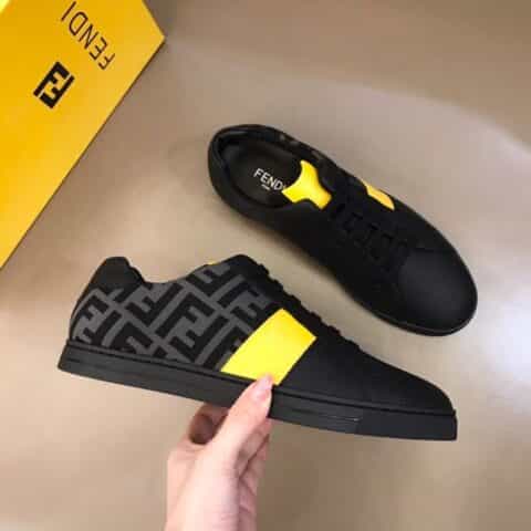 Fendi芬迪 进口丝绸粒面男士高端运动休闲鞋