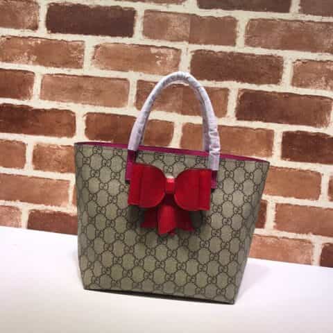 GUCCI古奇2018新款手拎迷你小购物袋儿童蝴蝶领结457232