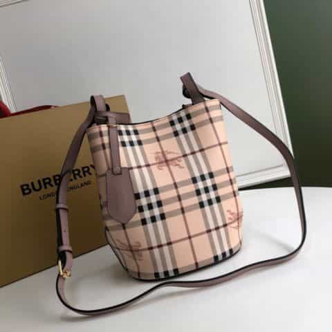 Burberry巴宝莉简约风格手掌纹皮革斜背水桶包