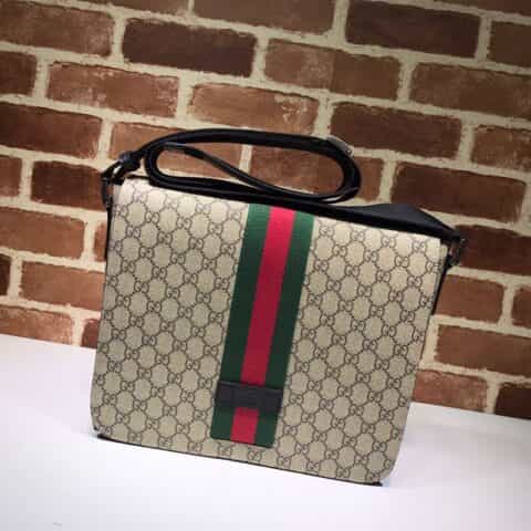 GUCCI古驰 GG Supreme高级人造革邮差包475432