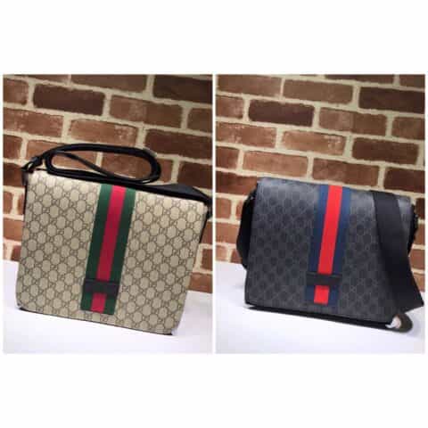 GUCCI古驰 GG Supreme高级人造革邮差包475432