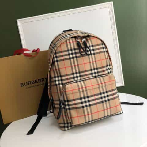 Burberry巴宝莉Vintage 复古格纹尼龙双肩包