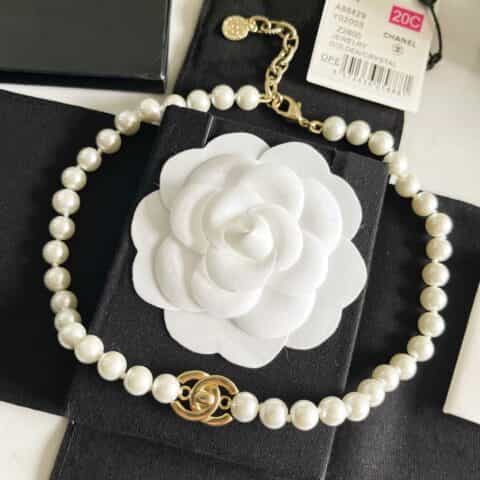 新款 CHANEL100周年纪念款 香奈儿双c珍珠项链