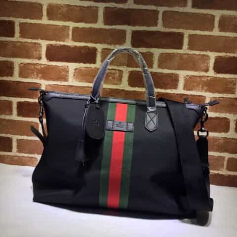 GUCCI古驰帆布红绿条纹手提单肩包359261