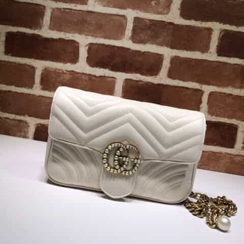 GUCCI古驰双G marmont 珍珠扣单肩斜挎包476809