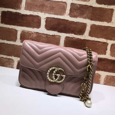 GUCCI古驰双G marmont 珍珠扣单肩斜挎包476809