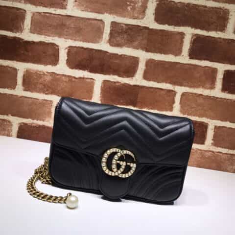 GUCCI古驰双G marmont 珍珠扣单肩斜挎包476809