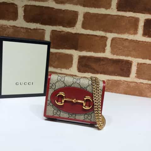 GUCCI古驰马衔扣1955系列双G帆布皮革肩背包623180