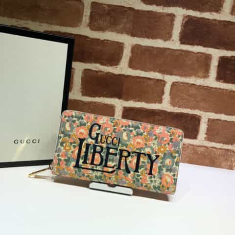 GUCCI古驰花卉印花长款拉链钱夹636249