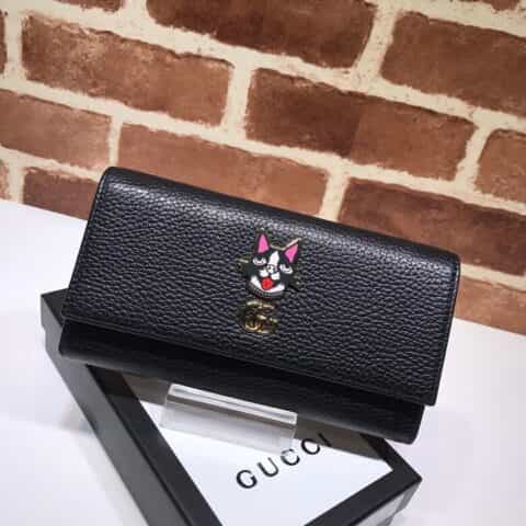 GUCCI古驰粉紫色牛皮GG钱包499324