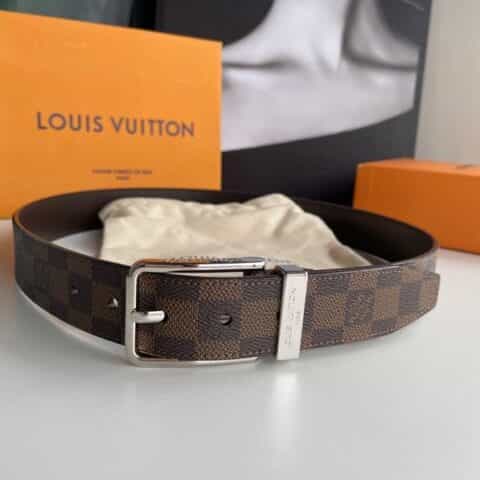 LV/路易威登   小牛皮内衬镀钯搭扣35毫米宽Damien帆布腰带