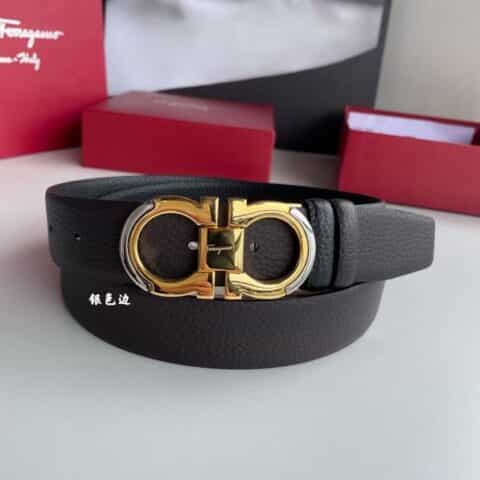 Ferragamo菲拉格慕 经典磨光Gancini扣饰男士精品3.5cm腰带