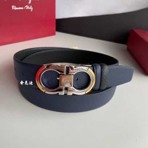 Ferragamo菲拉格慕 经典磨光Gancini扣饰男士精品3.5cm腰带