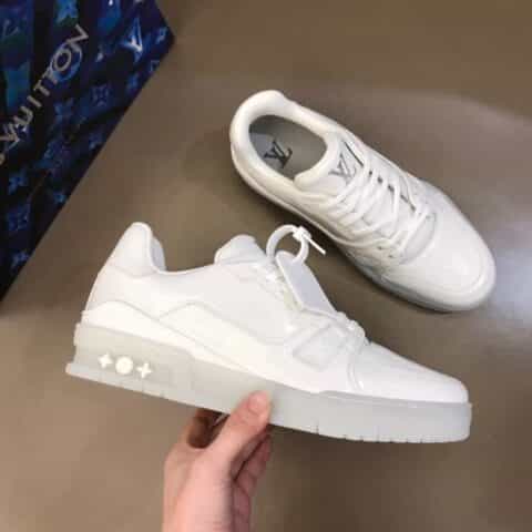 LV/路易威登 L 奢品 进口开边珠牛皮Trainer运动鞋跑步鞋