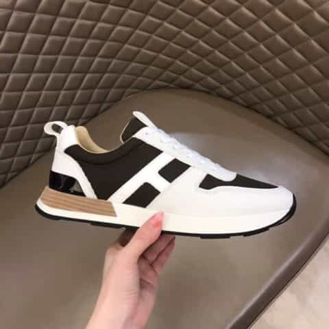 Hermes爱马仕 拼接原版透气网布小牛皮男士拼色运动鞋