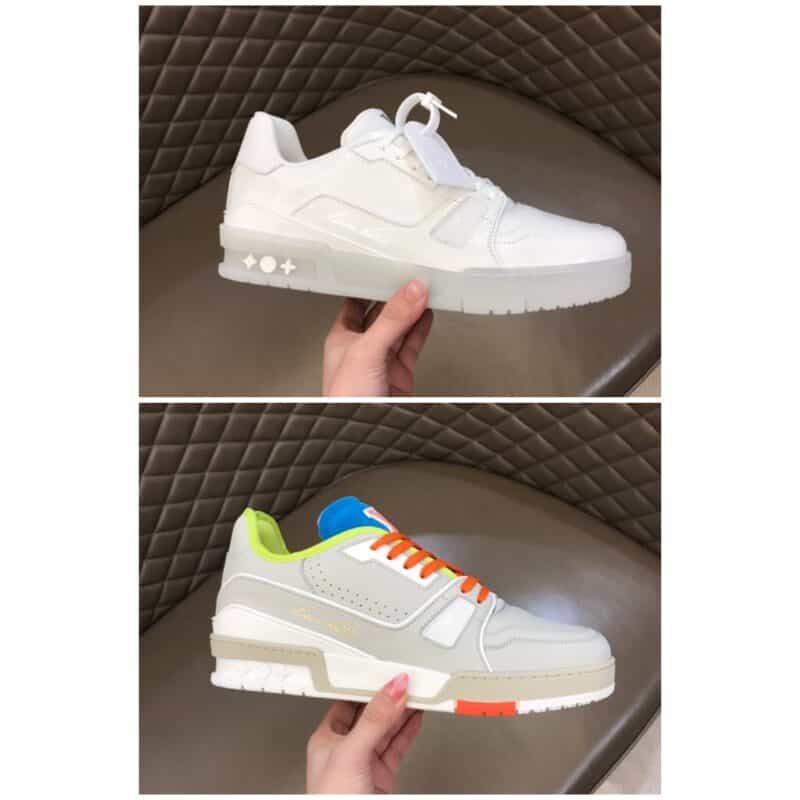 LV/路易威登 L 奢品 进口开边珠牛皮Trainer运动鞋跑步鞋