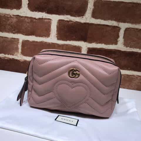 GUCCI古驰 GG Marmont系列爱心衍缝牛皮革女士化妆包476165
