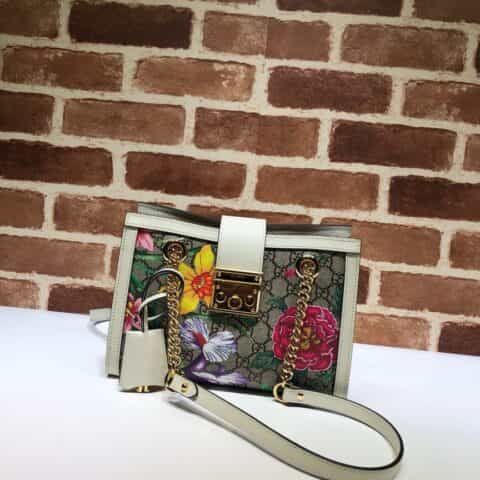 GUCCI古驰Padlock系列GG花卉小号肩背包498156