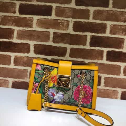 GUCCI古驰Padlock系列GG花卉小号肩背包498156