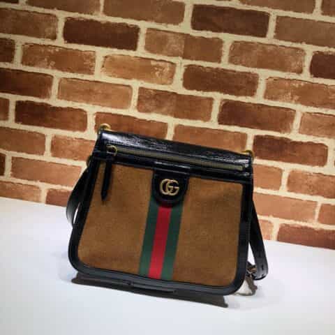 GUCCI古驰栗色磨砂皮肩背包523658