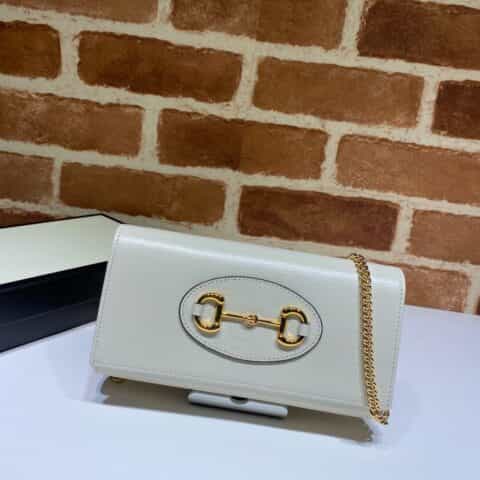 GUCCI古驰马衔扣1955系列白色皮革肩背包621888