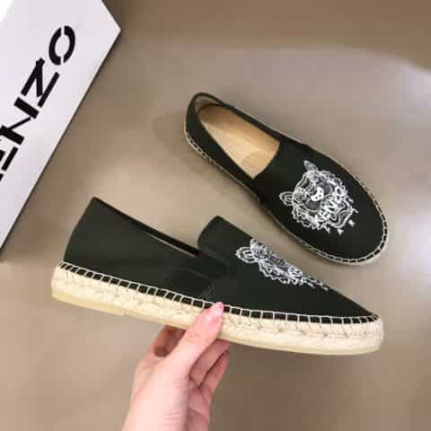 Kenzo 原厂帆布刺绣标志经典男士渔夫鞋