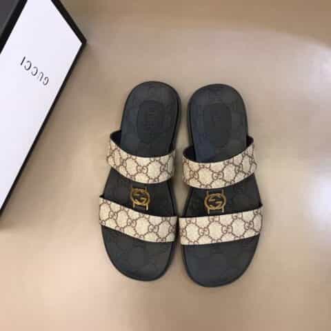 GUCCI古驰 原版PVC帆布材质G家新品男士拖鞋