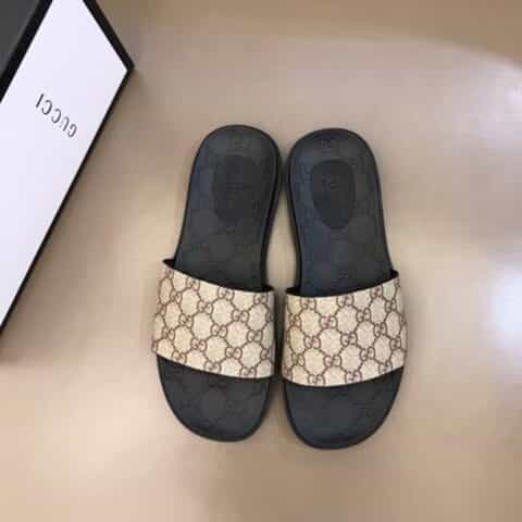 GUCCI古驰 原版PVC帆布材质G家新品男士拖鞋