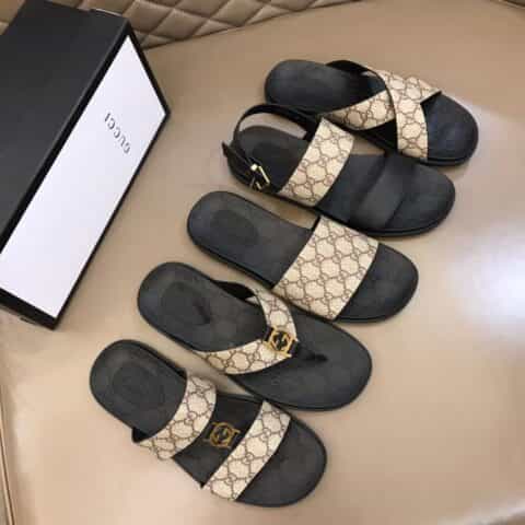 GUCCI古驰 原版PVC帆布材质G家新品男士拖鞋