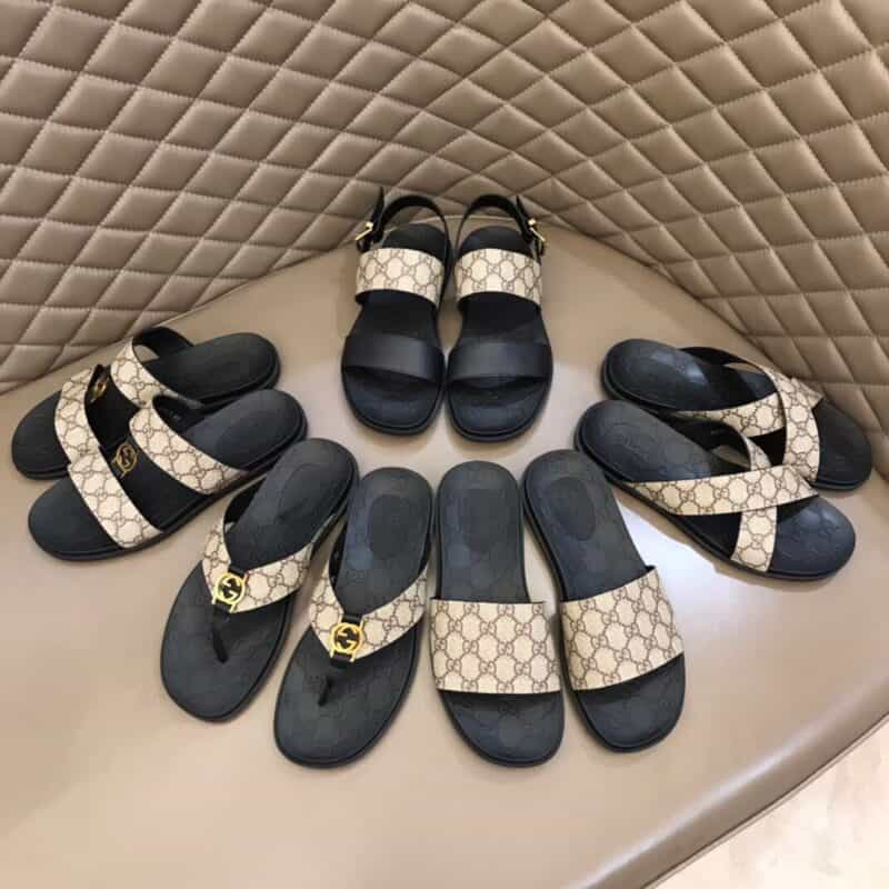 GUCCI古驰 原版PVC帆布材质G家新品男士拖鞋
