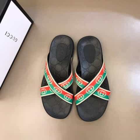 GUCCI古驰 高端精品,原版织带G家新品男士拖鞋