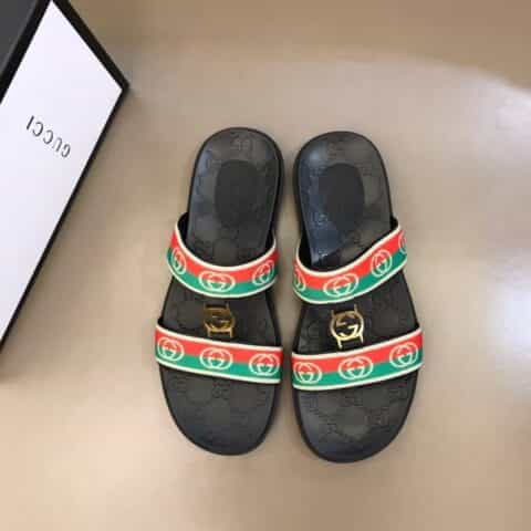 GUCCI古驰 高端精品,原版织带G家新品男士拖鞋
